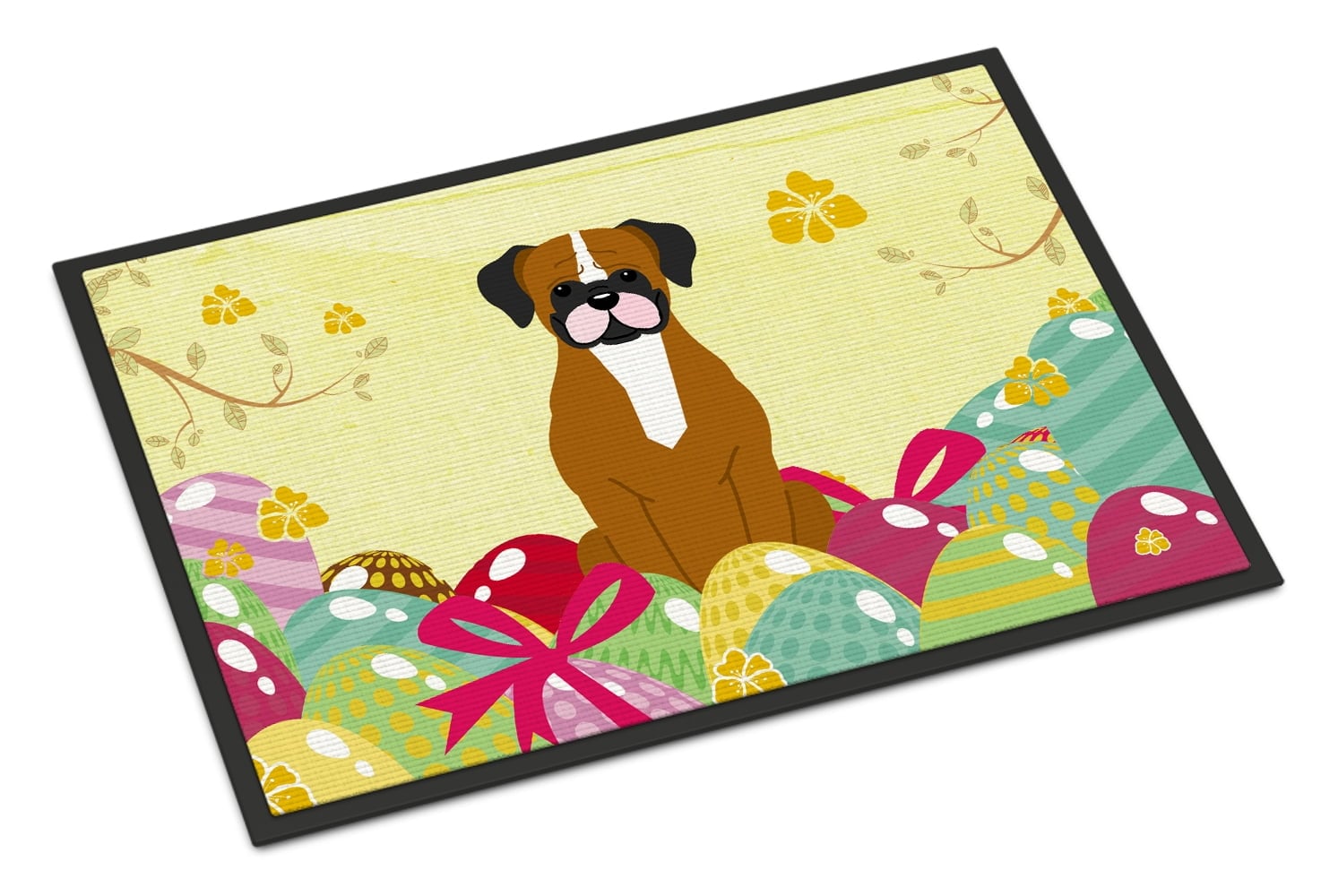 18 x 27 in. Easter Eggs Flashy Fawn Boxer Indoor or Outdoor Mat