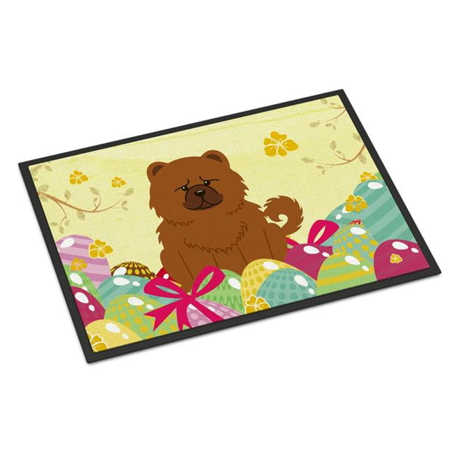 18 x 27 in. Easter Eggs Chow Chow Red Indoor or Outdoor Mat