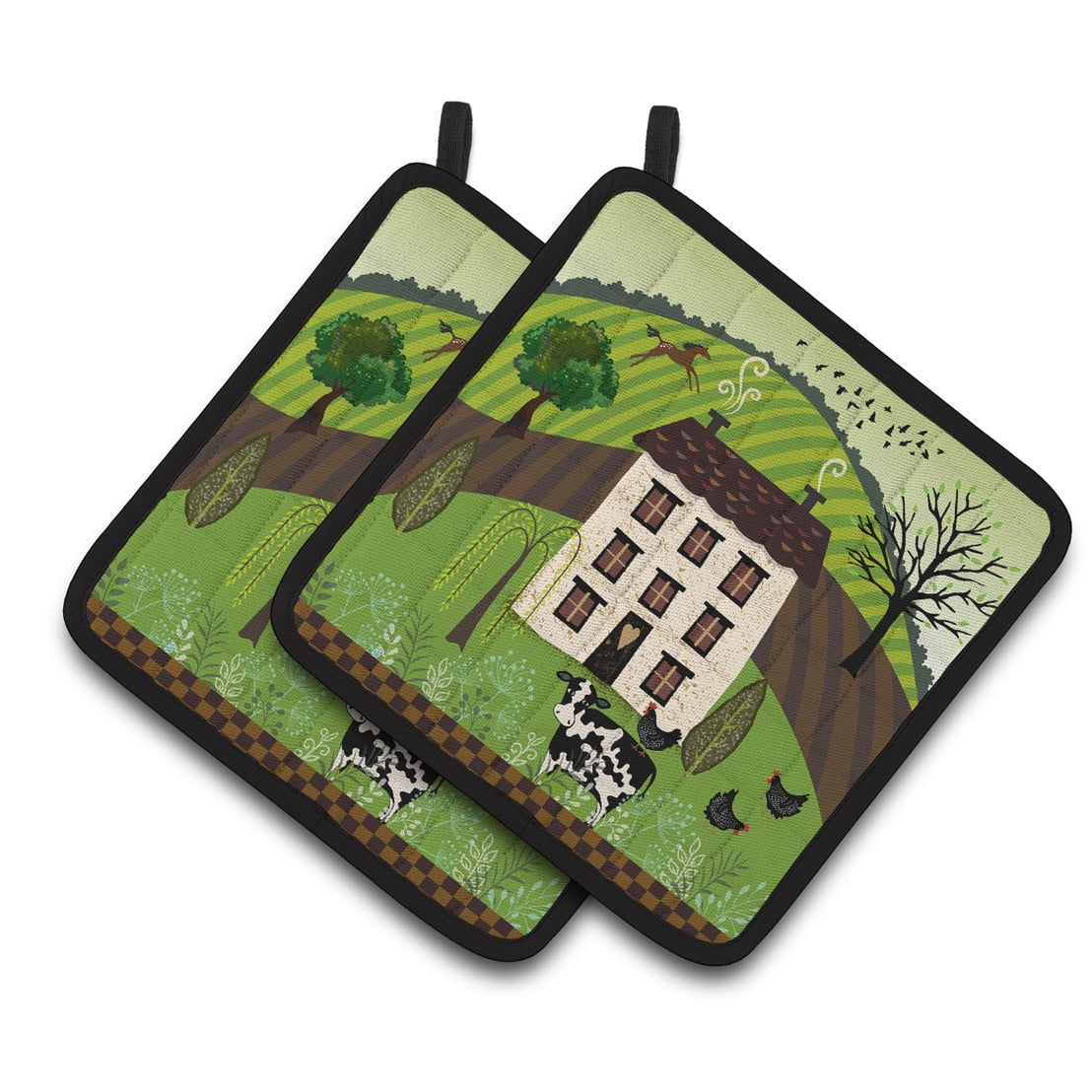 Picture of Carolines Treasures VHA3024PTHD Folk Art Country House Pair of Pot Holders