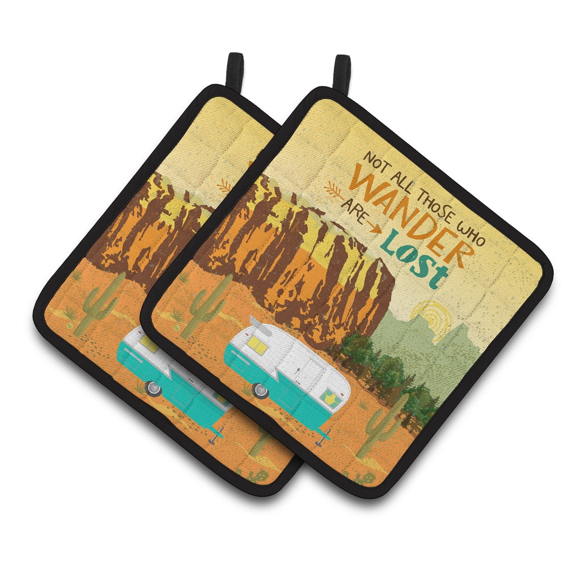 Picture of Carolines Treasures VHA3025PTHD Retro Camper Camping Wander Pair of Pot Holders