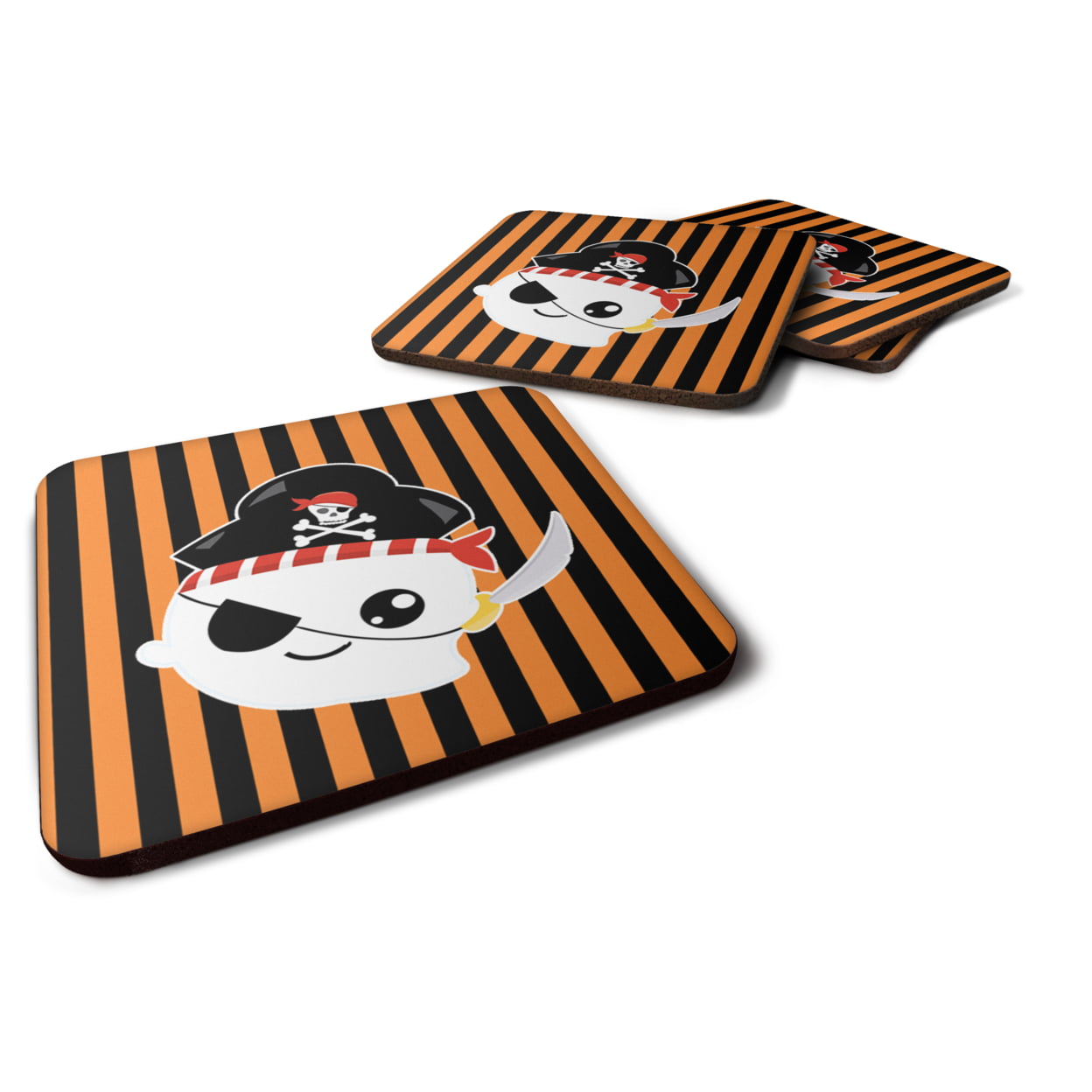 BB6957FC Halloween Ghost Pirate Foam Coasters - Set of 4