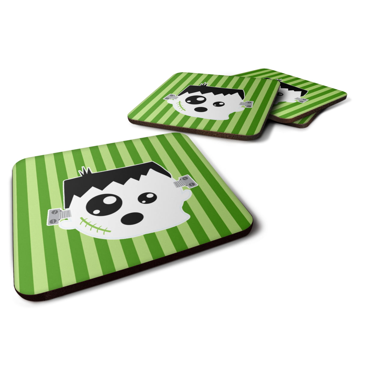 BB6958FC Halloween Ghost Frankenstein Foam Coasters - Set of 4
