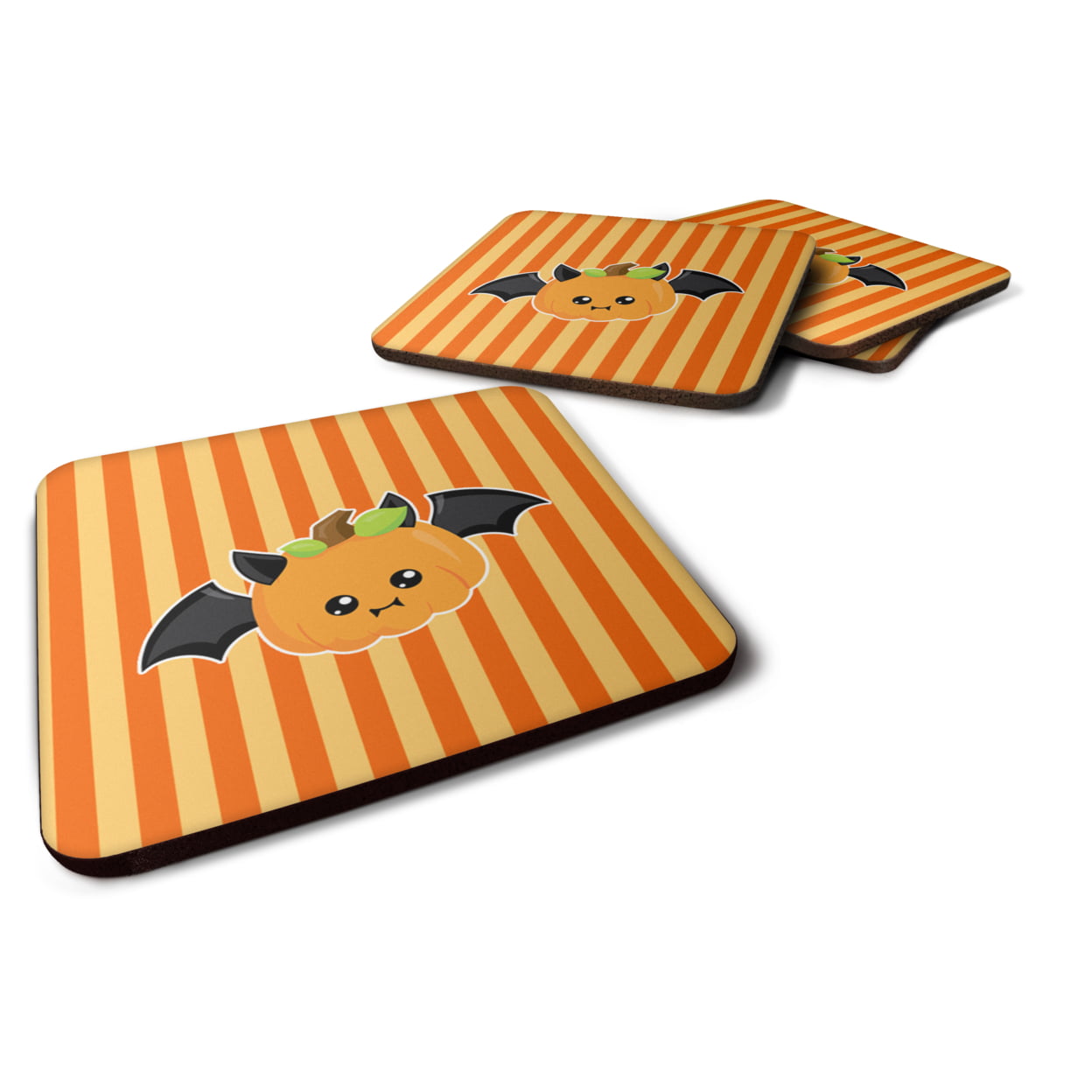Halloween Pumpkin Bat Foam Coasters - Set of 4