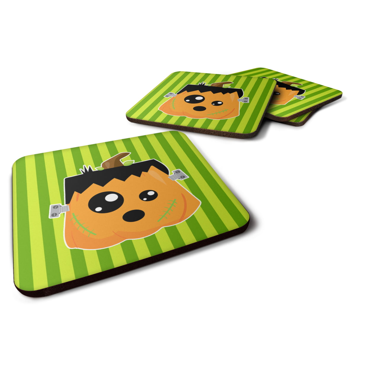 Halloween Pumpkin Frankenstein Foam Coasters - Set of 4