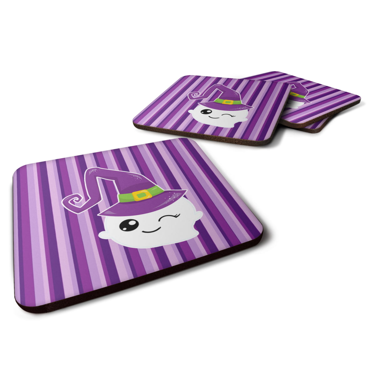 Halloween Ghost Witch Foam Coasters - Set of 4