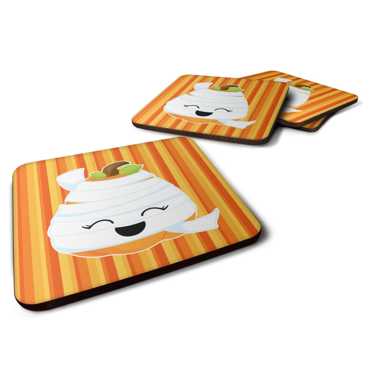 Halloween Pumpkin Mummy Foam Coasters - Set of 4