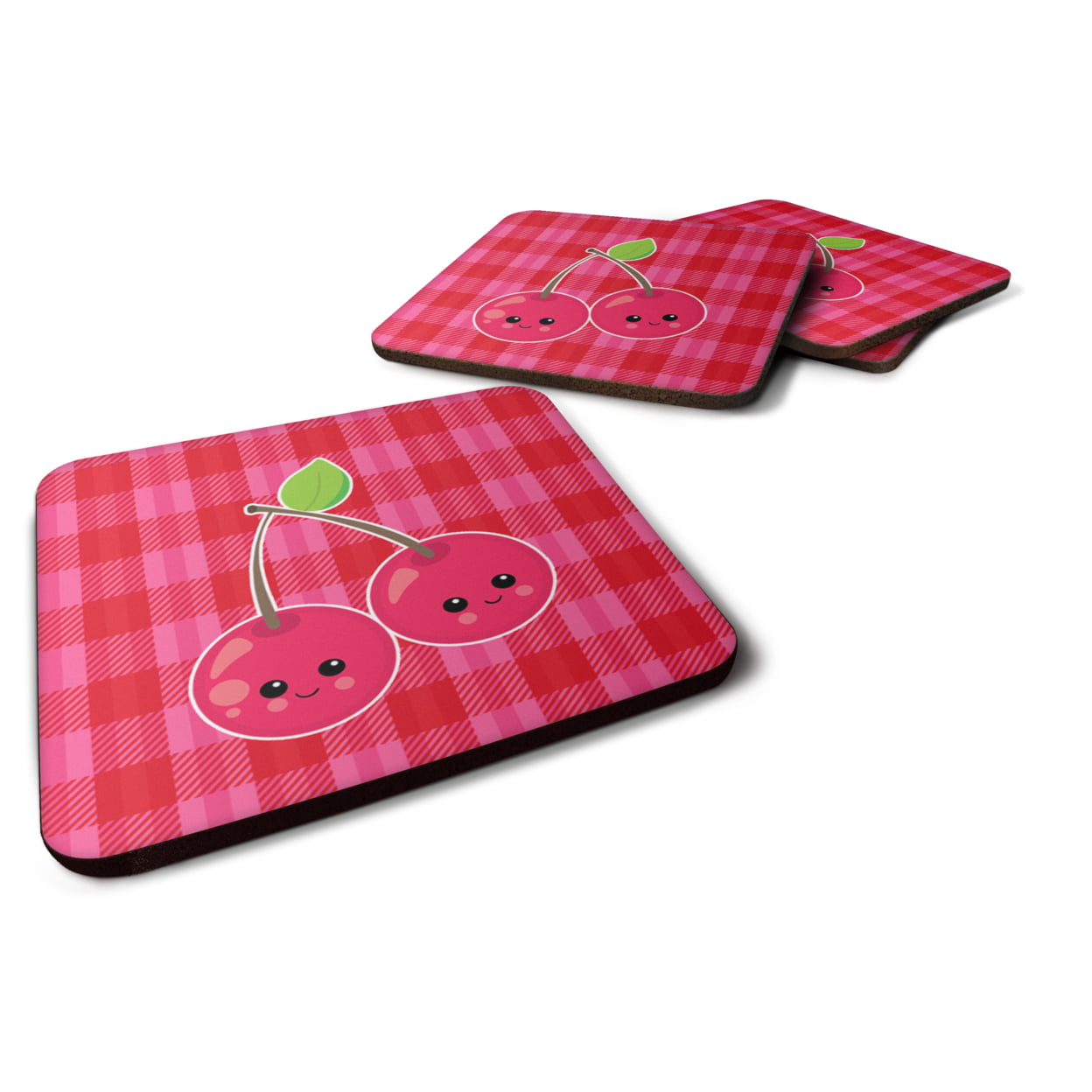 Cherry Faces Foam Coasters - Set of 4