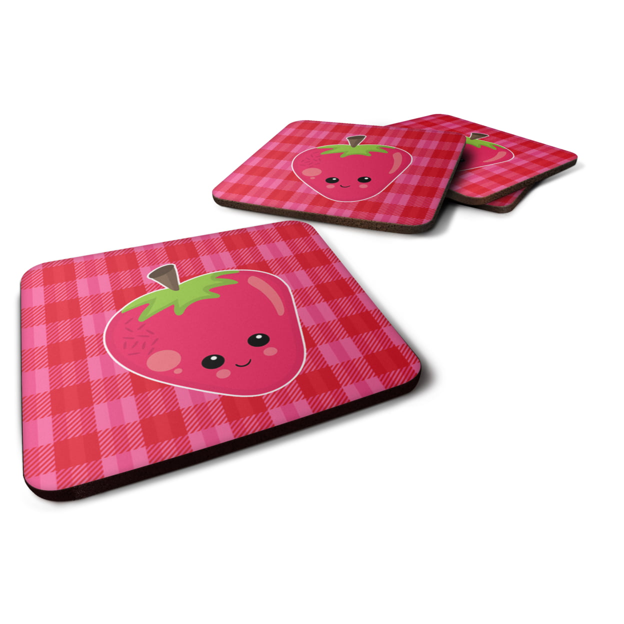 Strawberry Face Foam Coasters - Set of 4