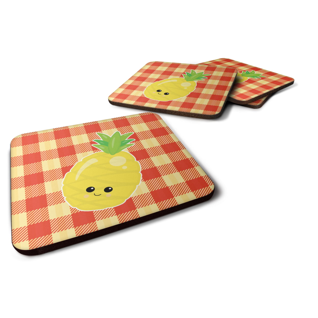 Pineapple Face Foam Coasters - Set of 4