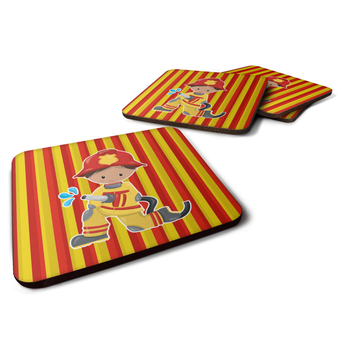 Fireman Boy Foam Coasters - Set of 4