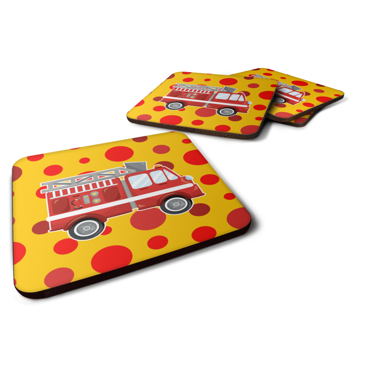 Firemans Firetruck Foam Coasters - Set of 4