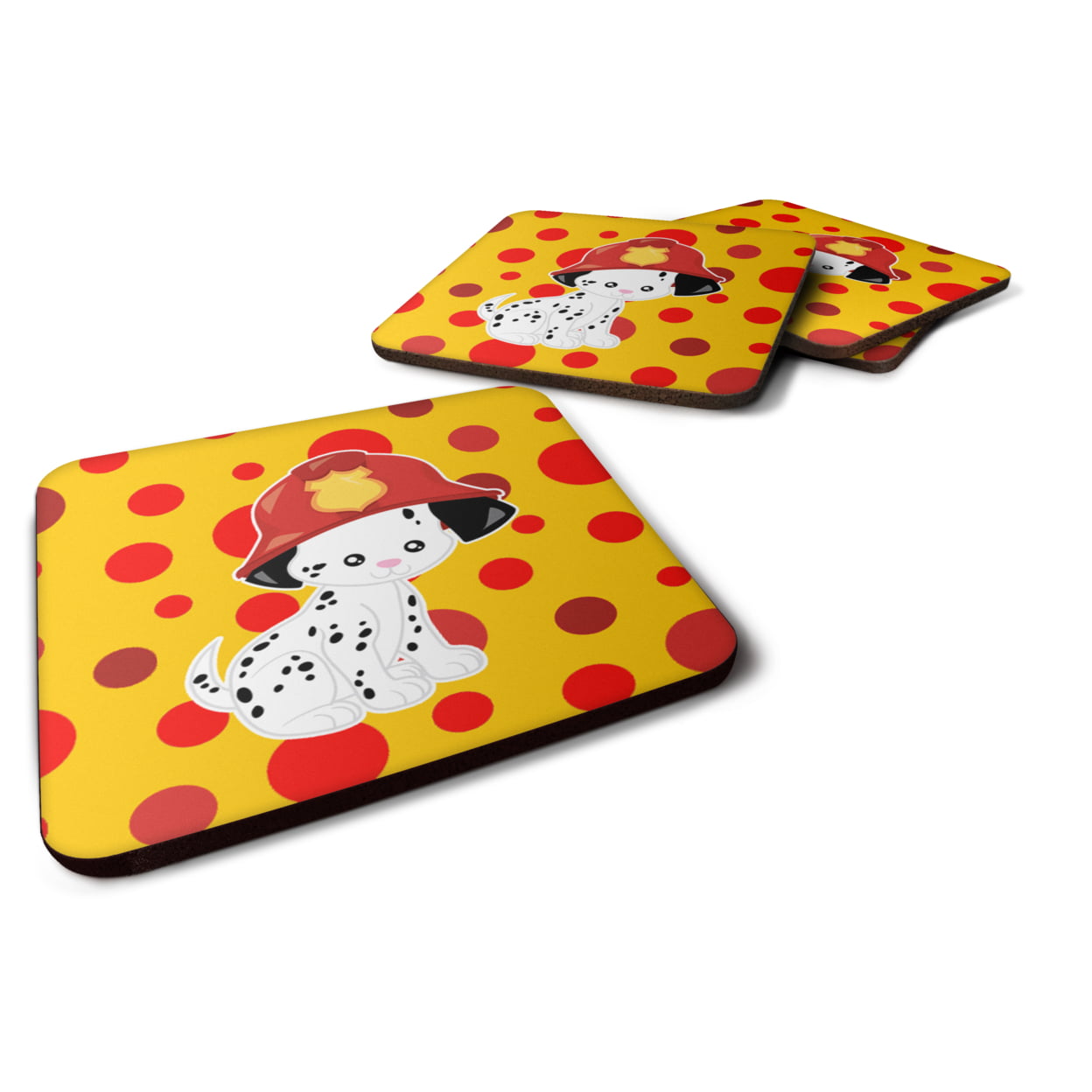 Fireman Dalmatian Puppy Foam Coasters - Set of 4