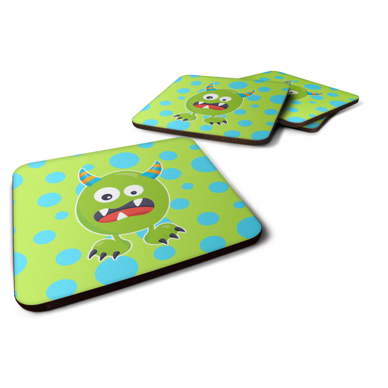 Little Monster Greenie Doodle Foam Coasters - Set of 4
