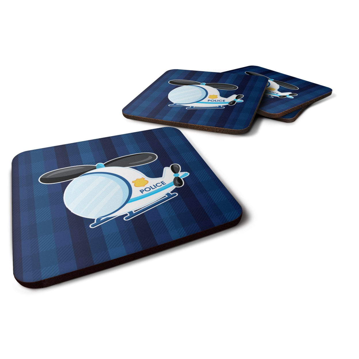 Police Helicopter Foam Coasters - Set of 4