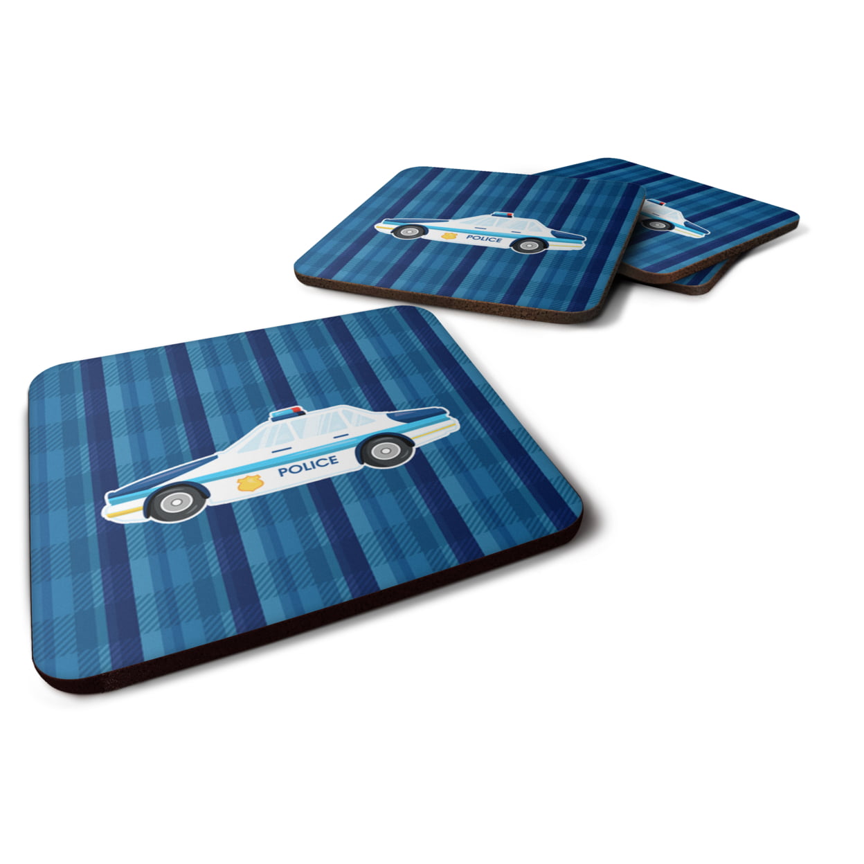 Police Car Foam Coasters - Set of 4