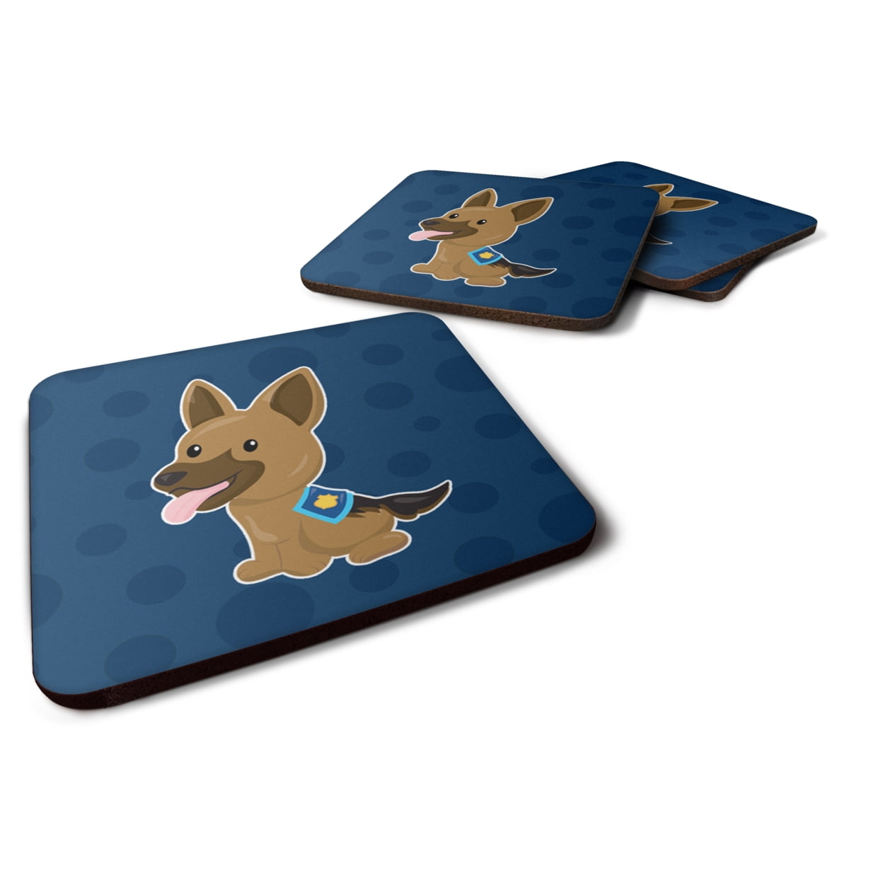Police German Shepherd Foam Coasters - Set of 4