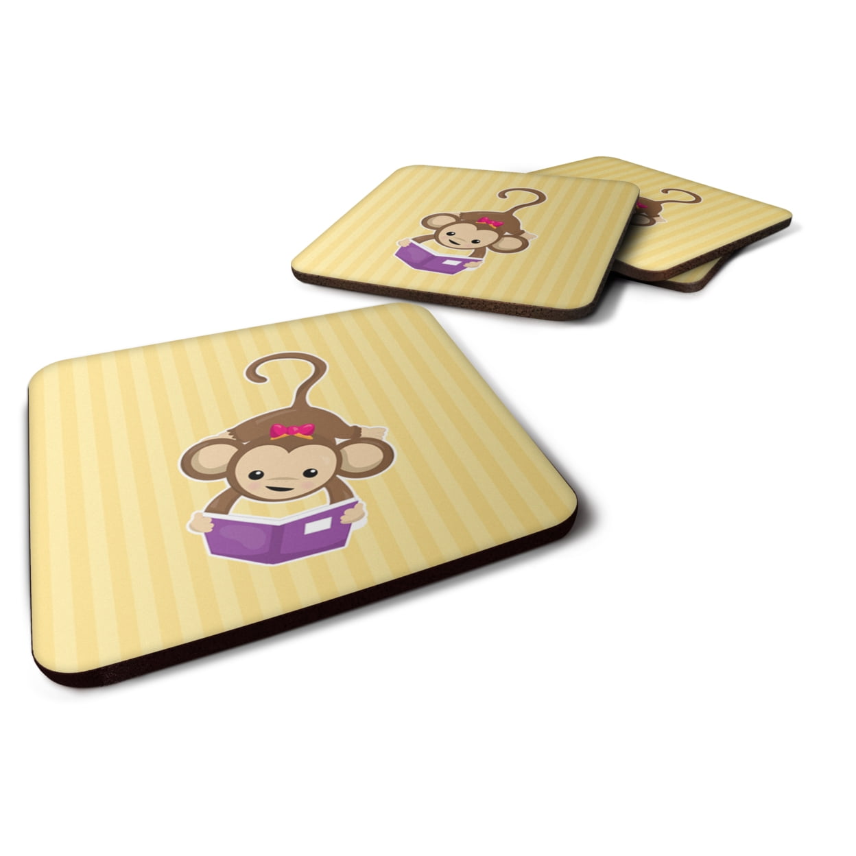 Monkey Reading Foam Coasters - Set of 4