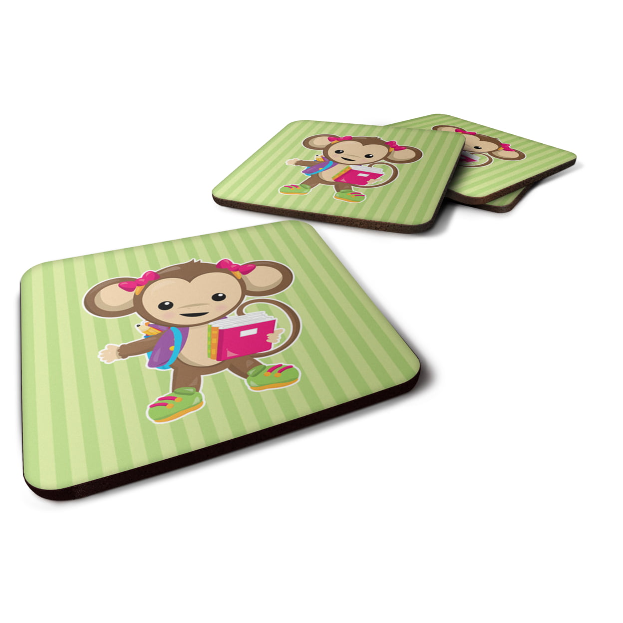BB7016FC Monkey Going to School Foam Coasters - Set of 4