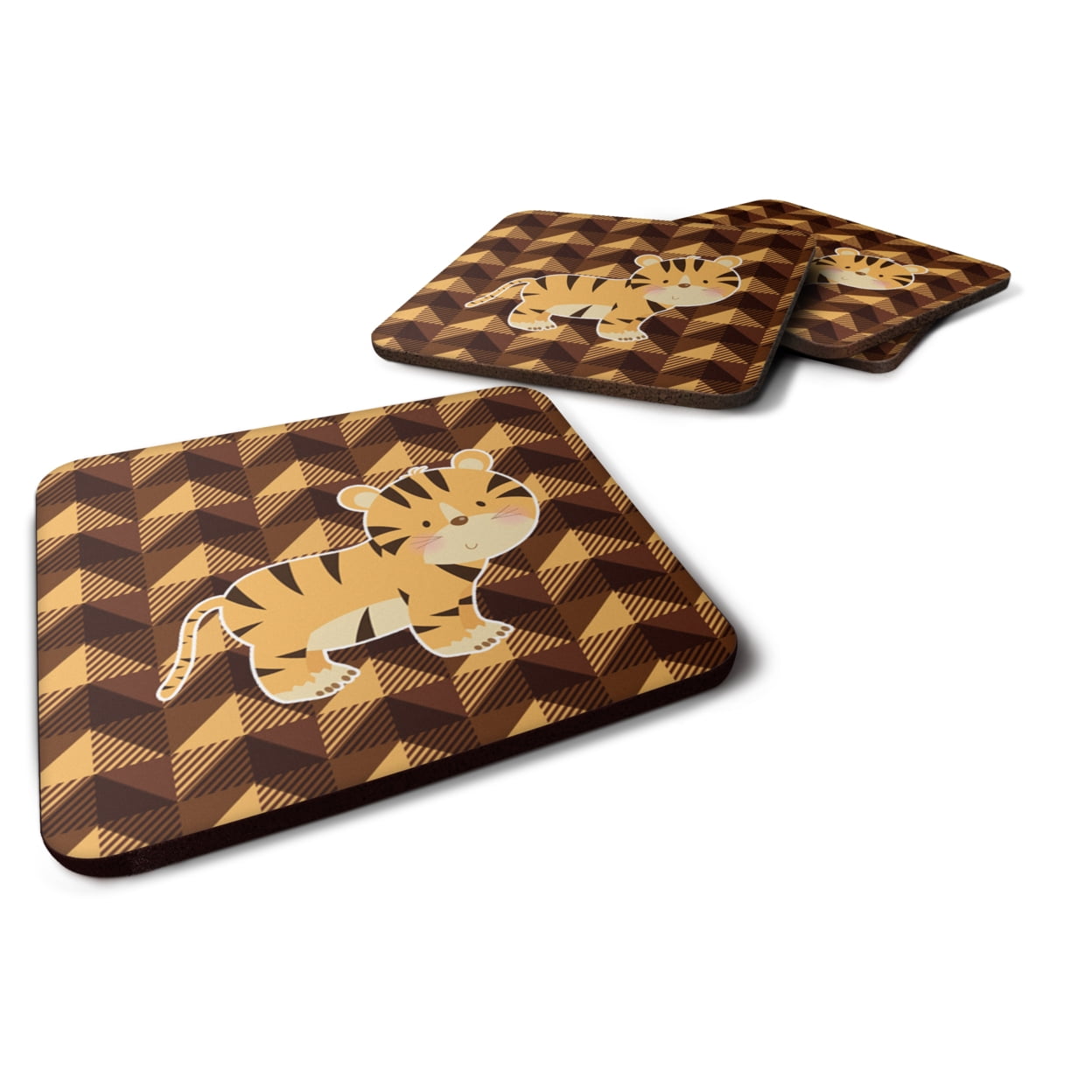 Tiger Foam Coasters - Set of 4