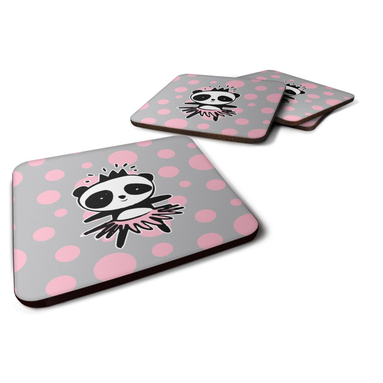 Panda Bear Ballerina Foam Coasters - Set of 4