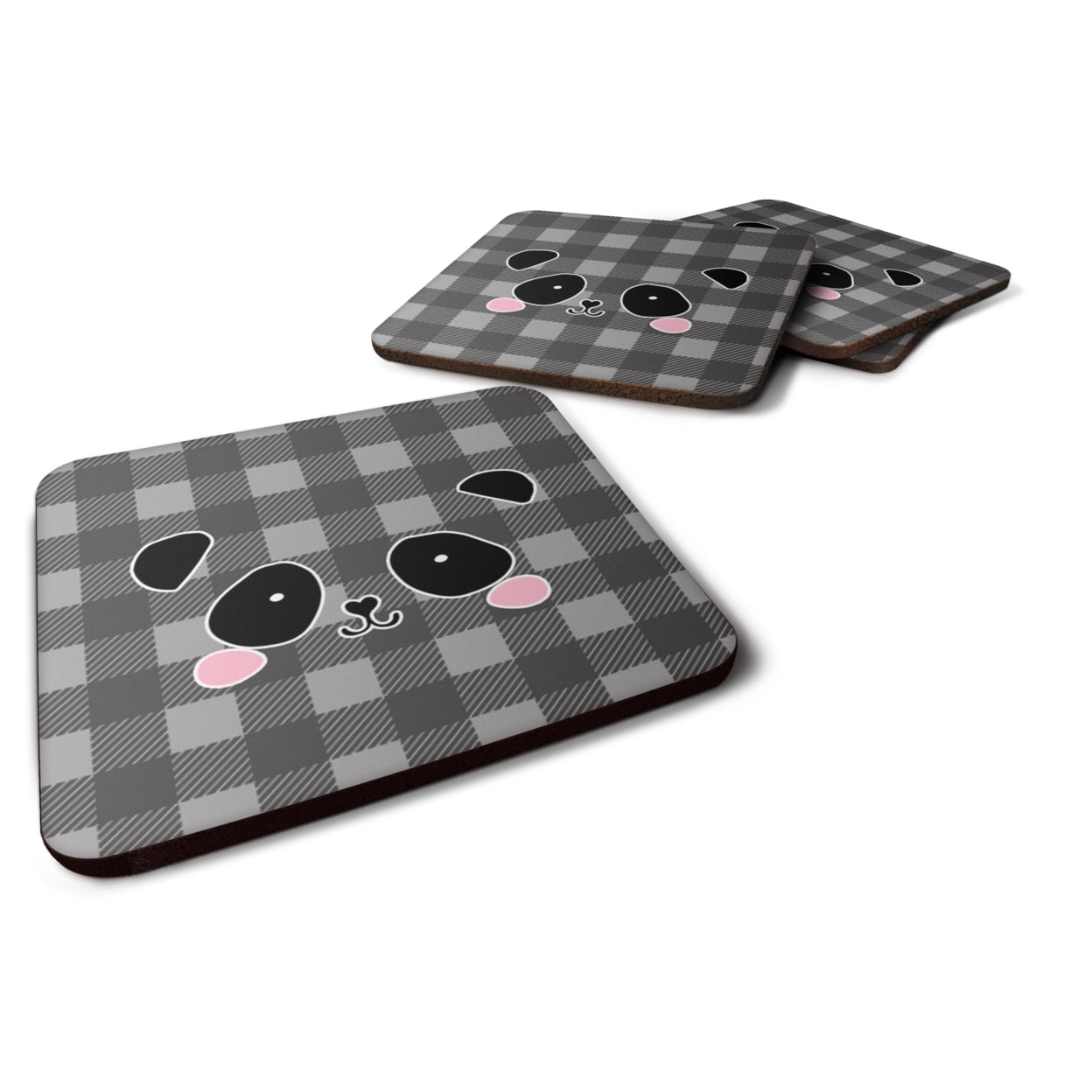 Panda Bear Face Foam Coasters - Set of 4