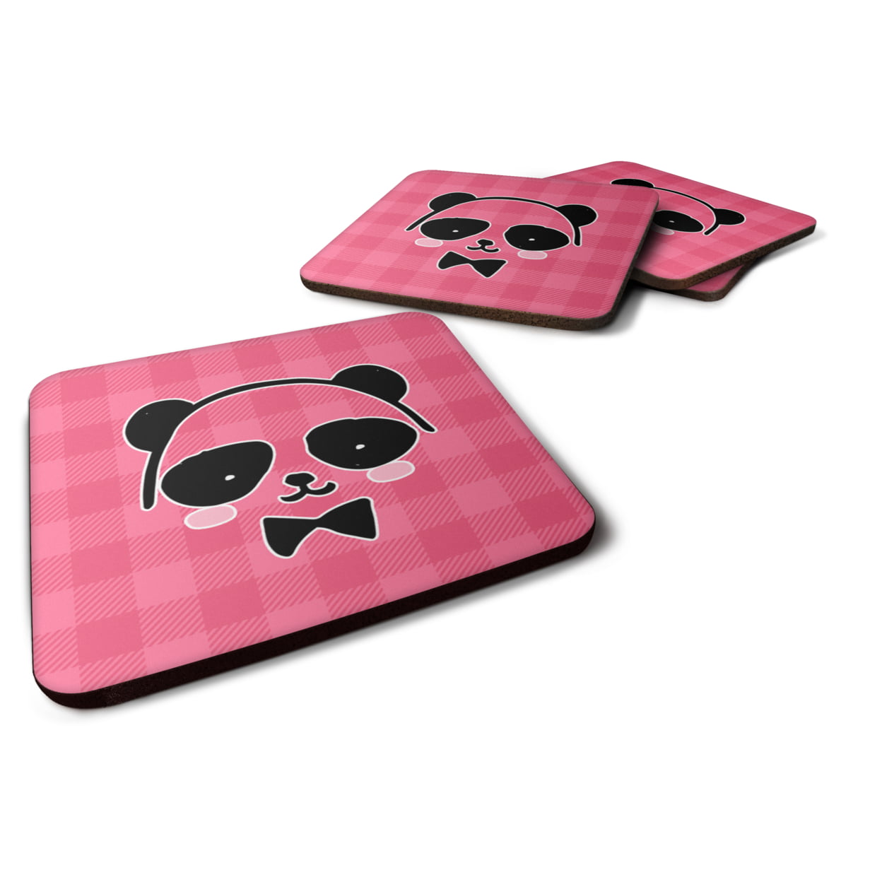 Panda Bear Pink Face Foam Coasters - Set of 4