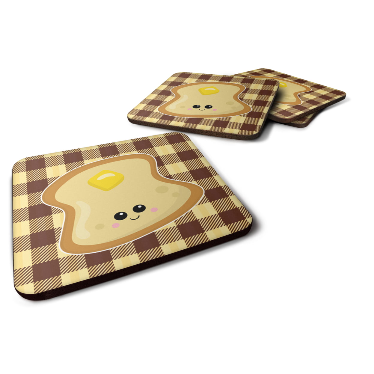 Buttered Toast Face Foam Coasters - Set of 4