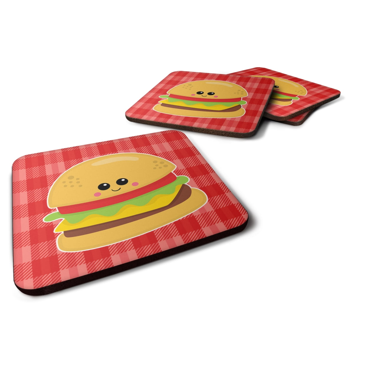 BB7042FC Hamburger Face Foam Coasters - Set of 4