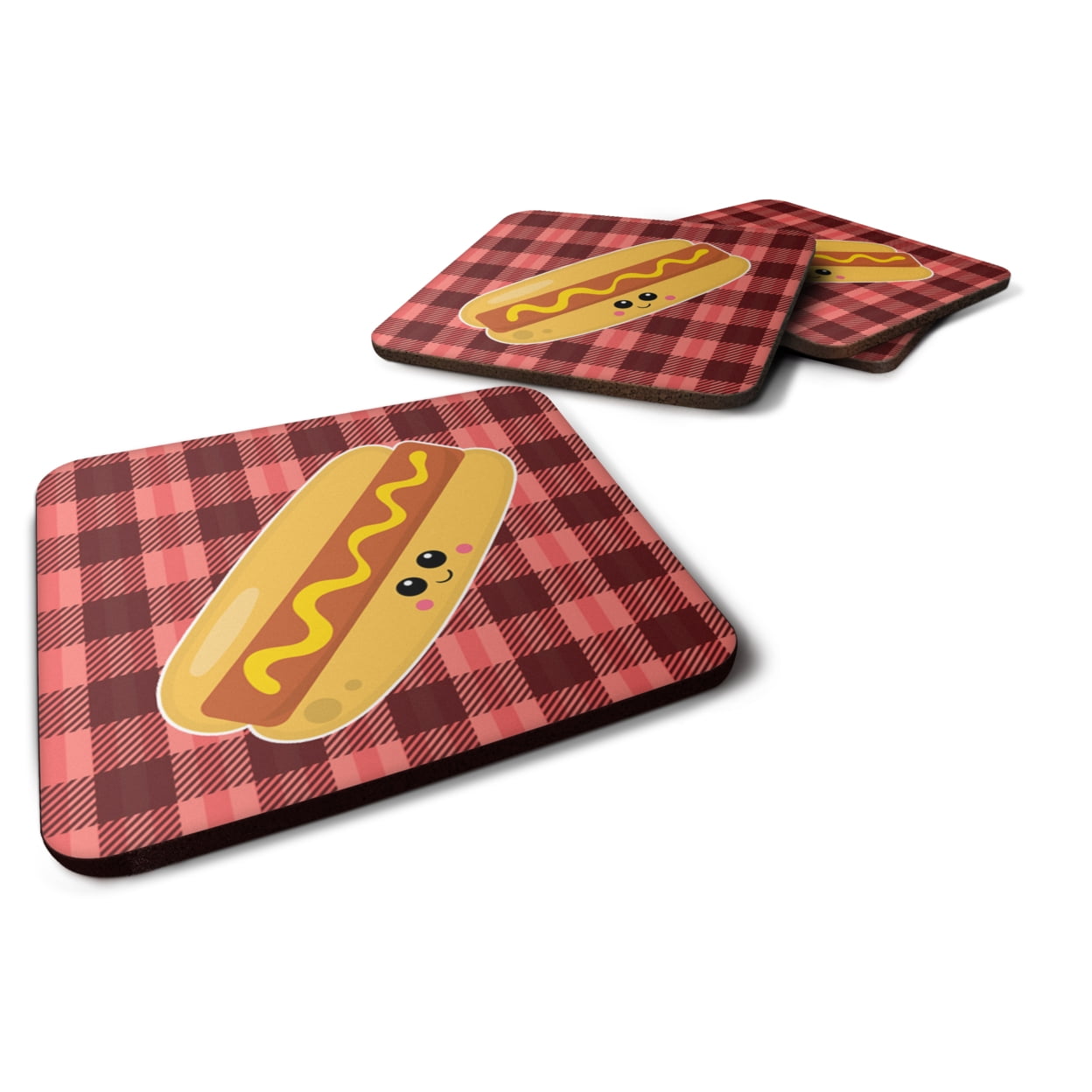 Hot Dog Face Foam Coasters - Set of 4