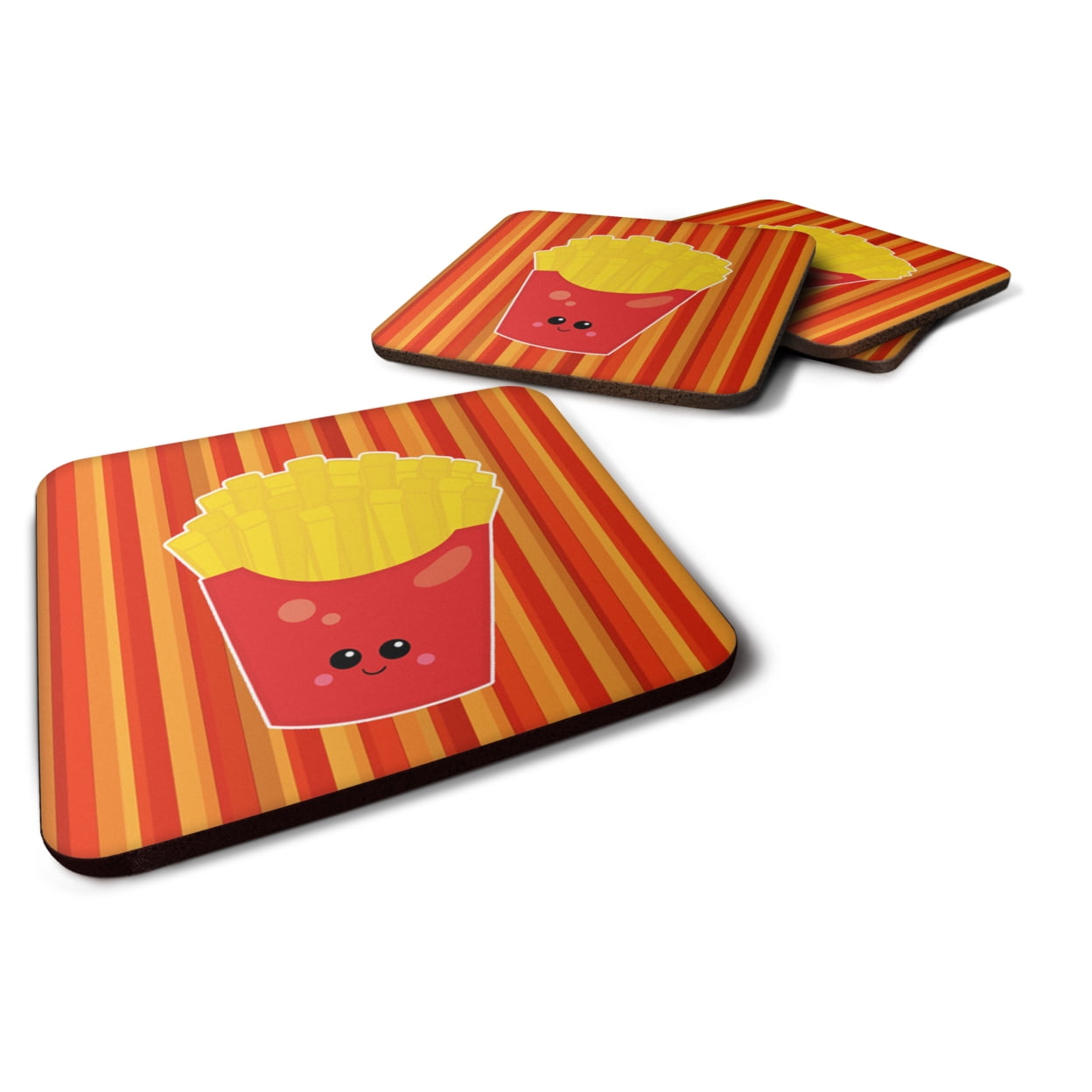 French Fries Face Foam Coasters - Set of 4
