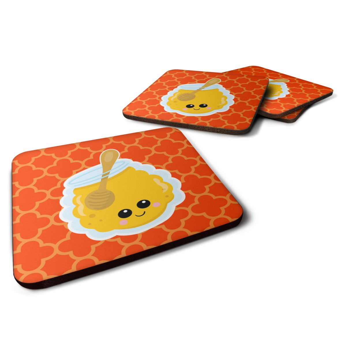 Honey Jar Face Foam Coasters - Set of 4