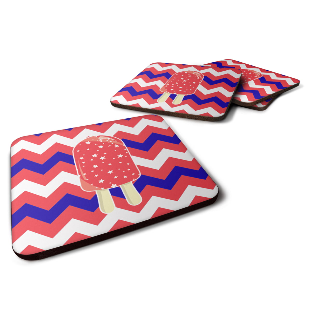 Ice Pop Popsicle Red White Blue Foam Coasters - Set of 4