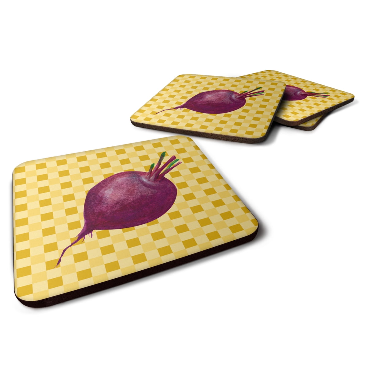 Beet Root on Basketweave Foam Coasters - Set of 4