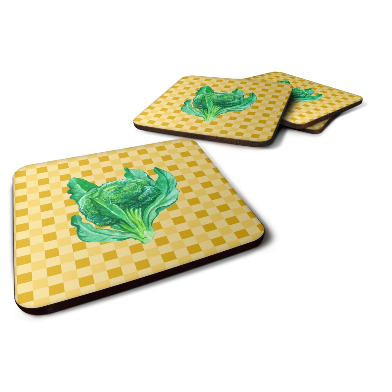BB7186FC Broccoli on Basketweave Foam Coasters - Set of 4