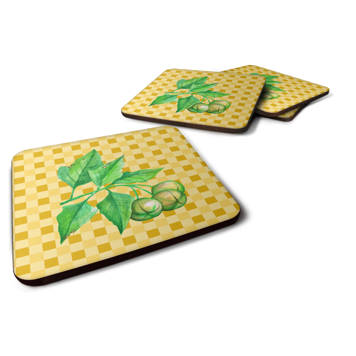 Candlenut on Basketweave Foam Coasters - Set of 4