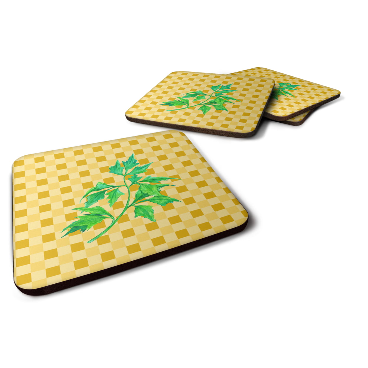 Celery on Basketweave Foam Coasters - Set of 4