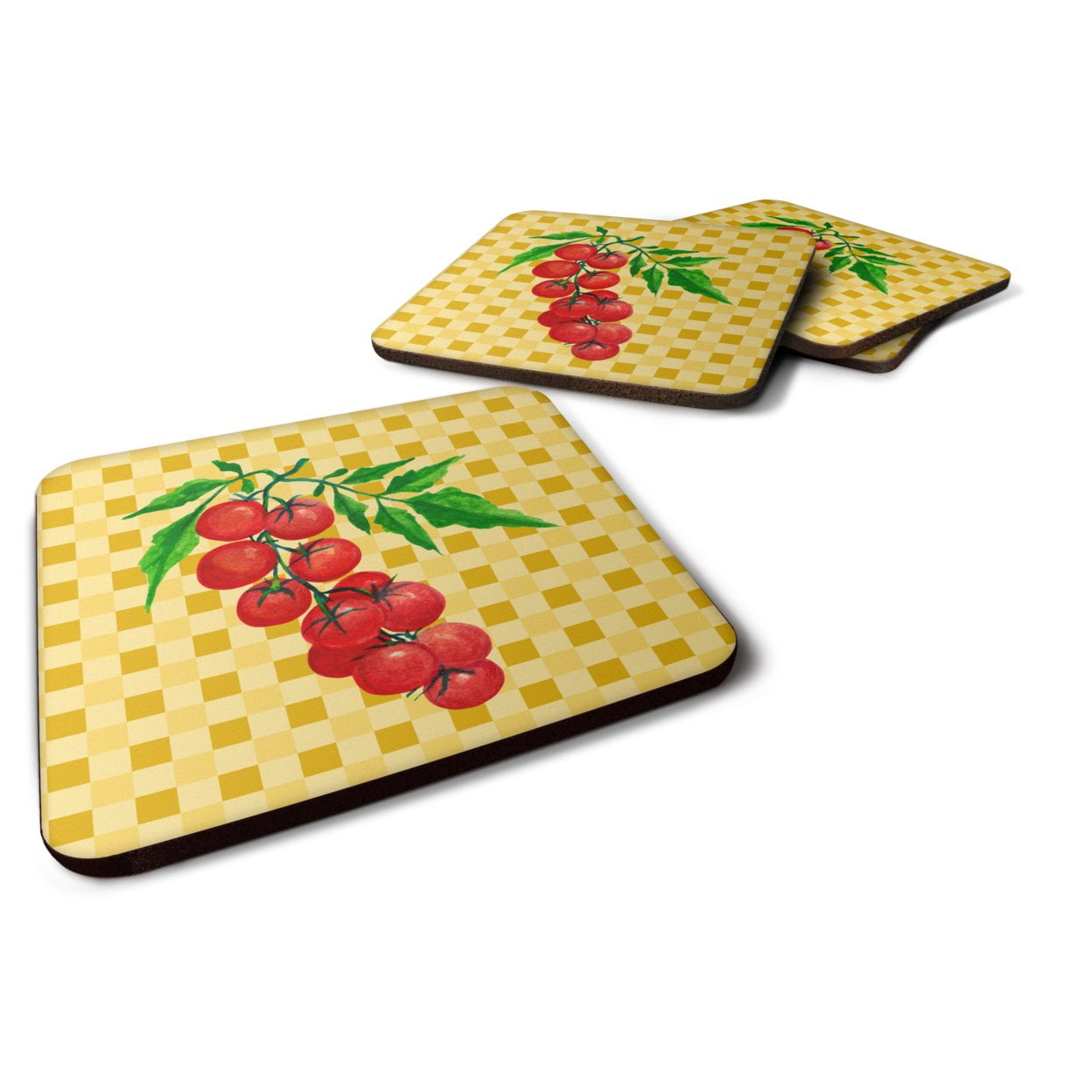 Cherry Tomato on Basketweave Foam Coasters - Set of 4