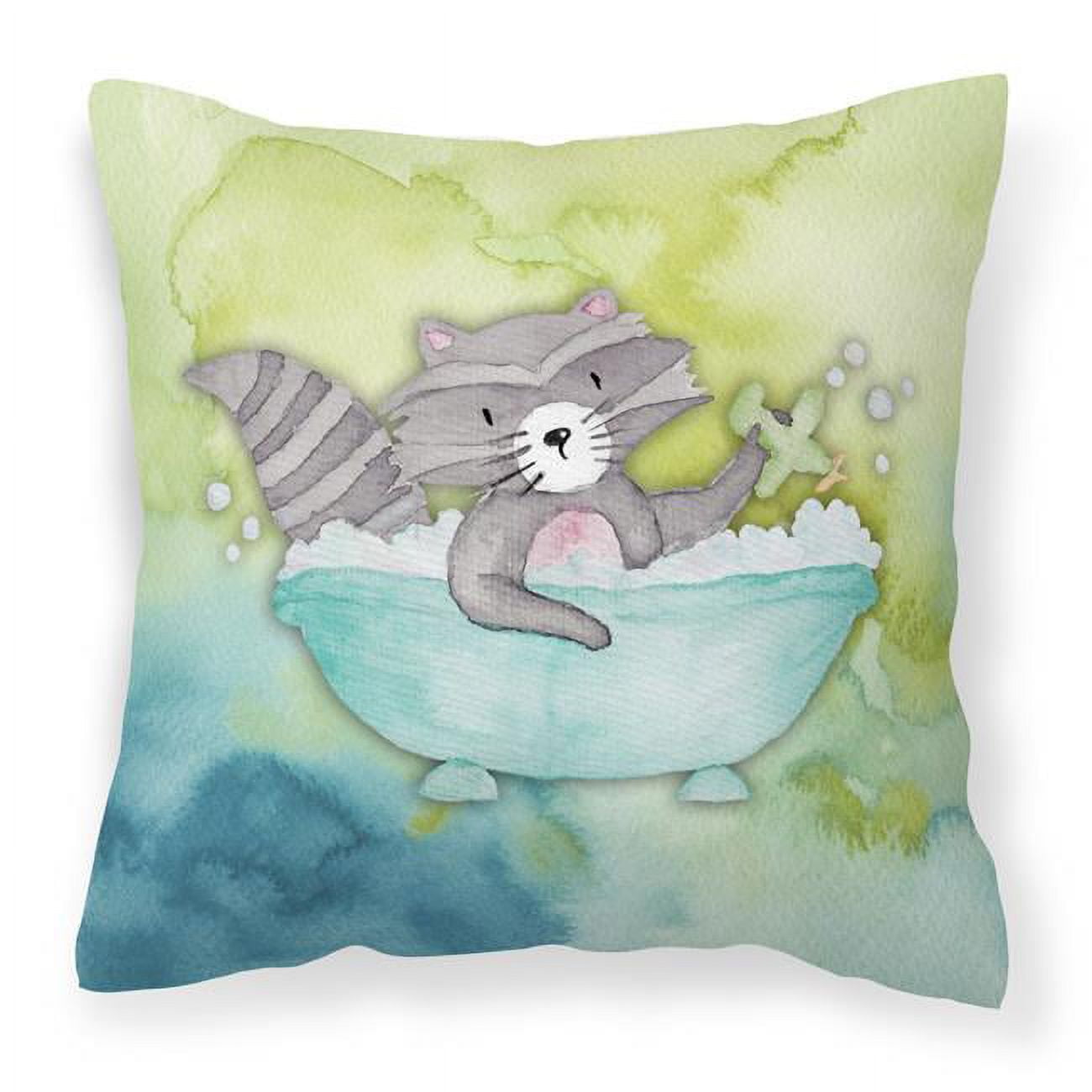 Raccoon Bathing Watercolor Fabric Decorative Pillow