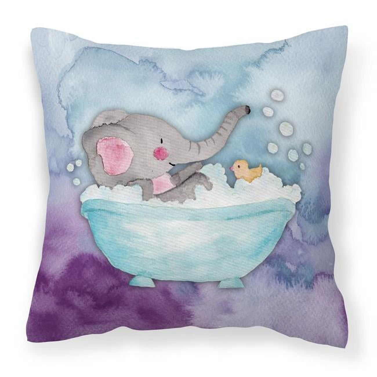 Elephant Bathing Watercolor Fabric Decorative Pillow
