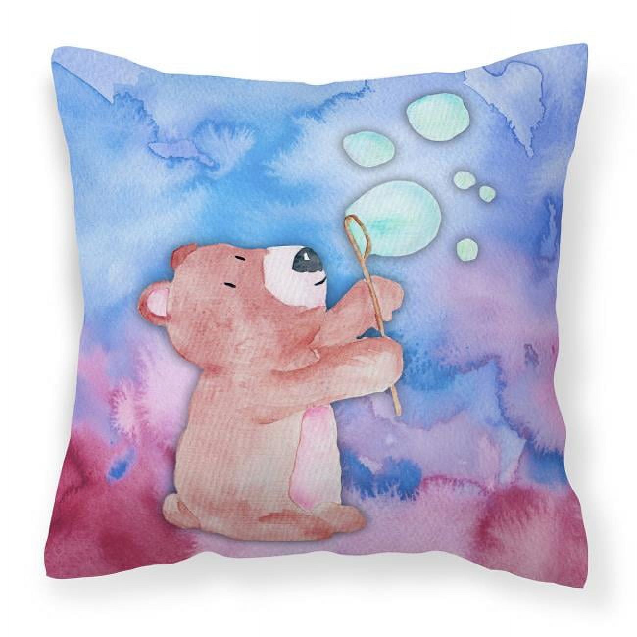 Bear & Bubbles Watercolor Fabric Decorative Pillow