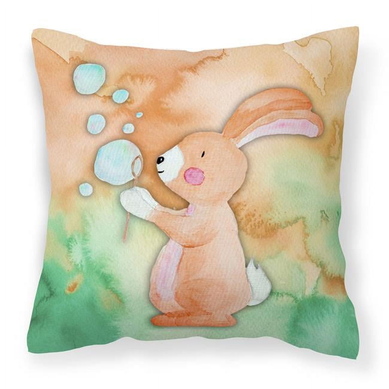 Rabbit & Bubbles Watercolor Fabric Decorative Pillow