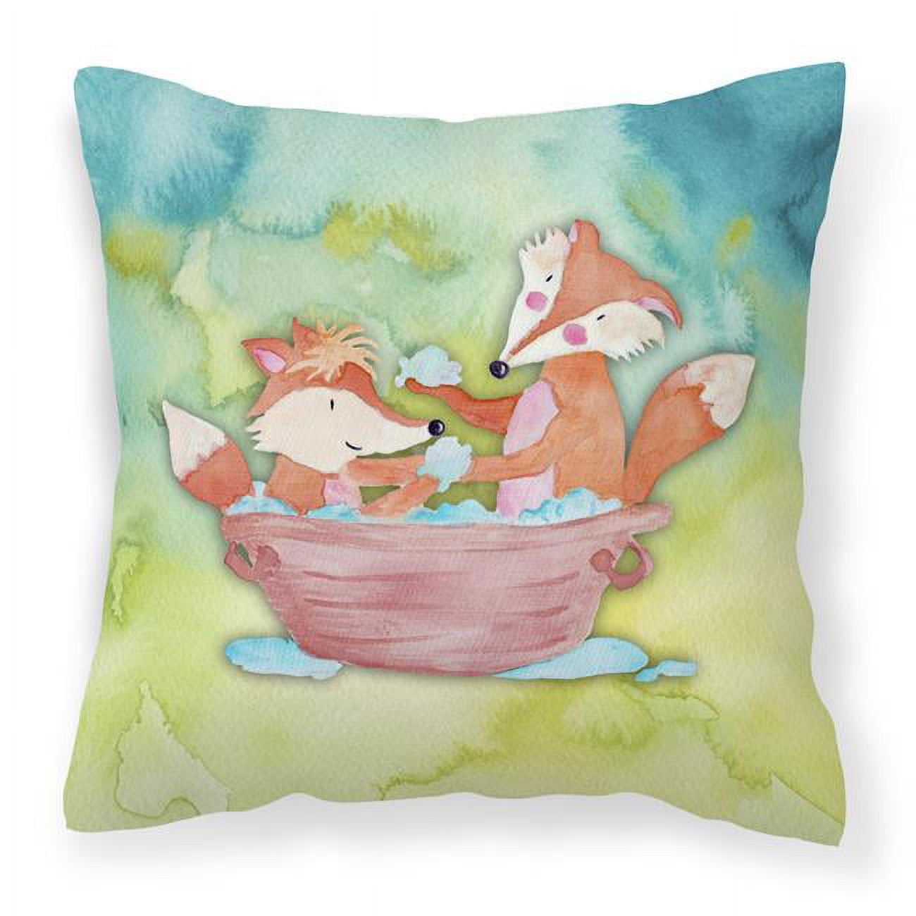 Foxes Bathing Watercolor Fabric Decorative Pillow