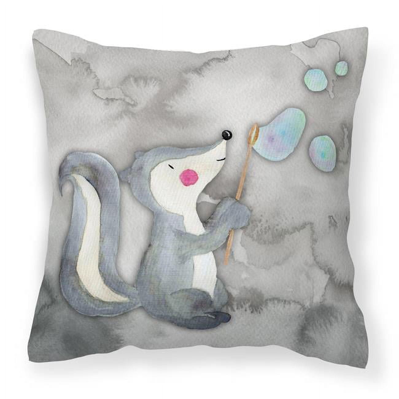 Skunk & Bubbles Watercolor Fabric Decorative Pillow