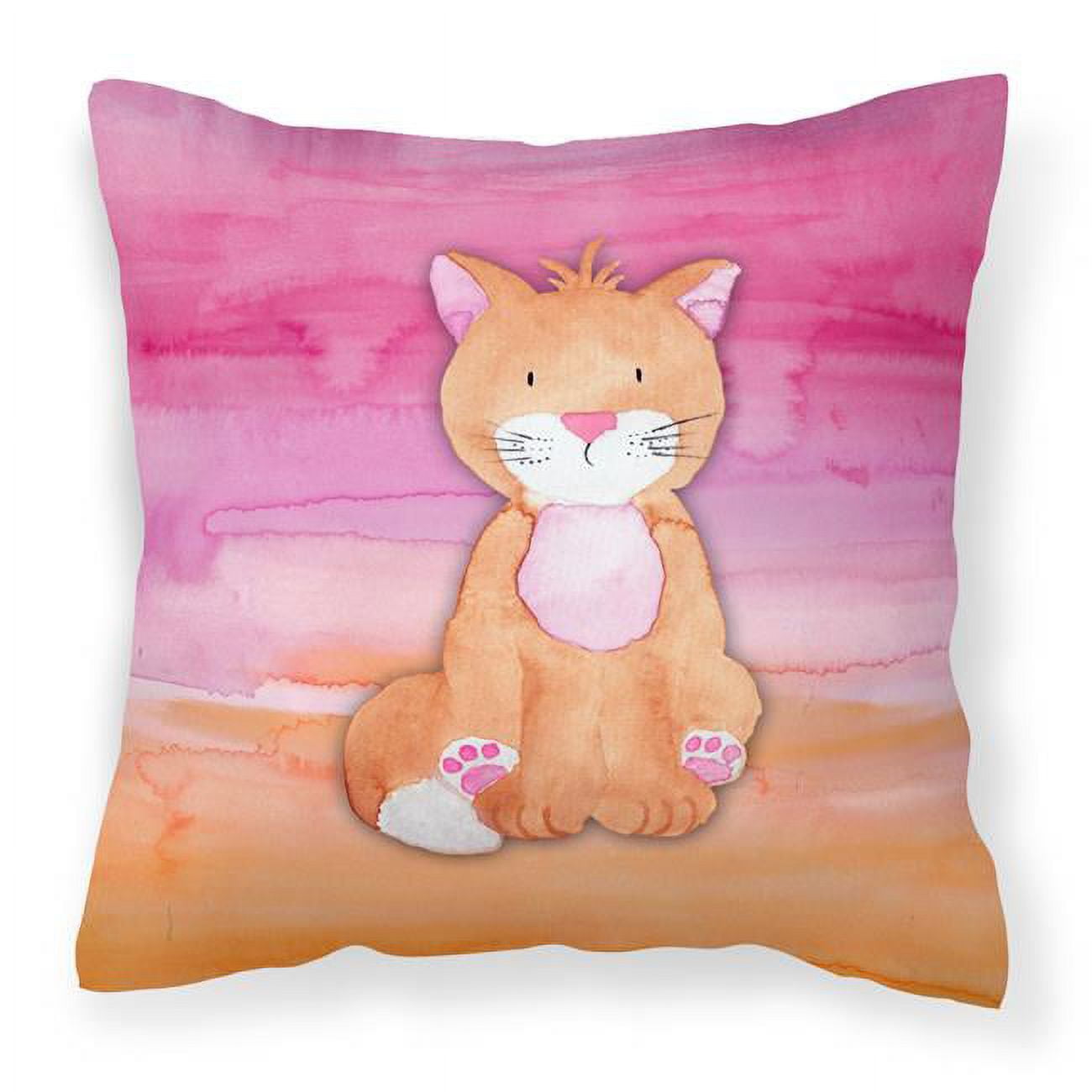 Orange Cat Watercolor Fabric Decorative Pillow
