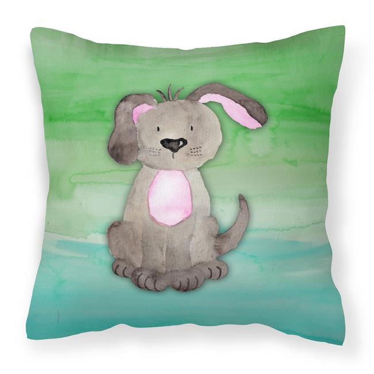 Dog Teal & Green Watercolor Fabric Decorative Pillow