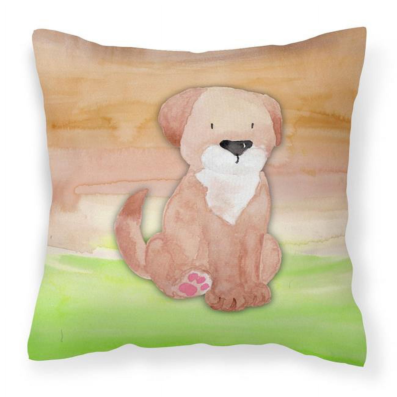 Dog Green & Brown Watercolor Fabric Decorative Pillow