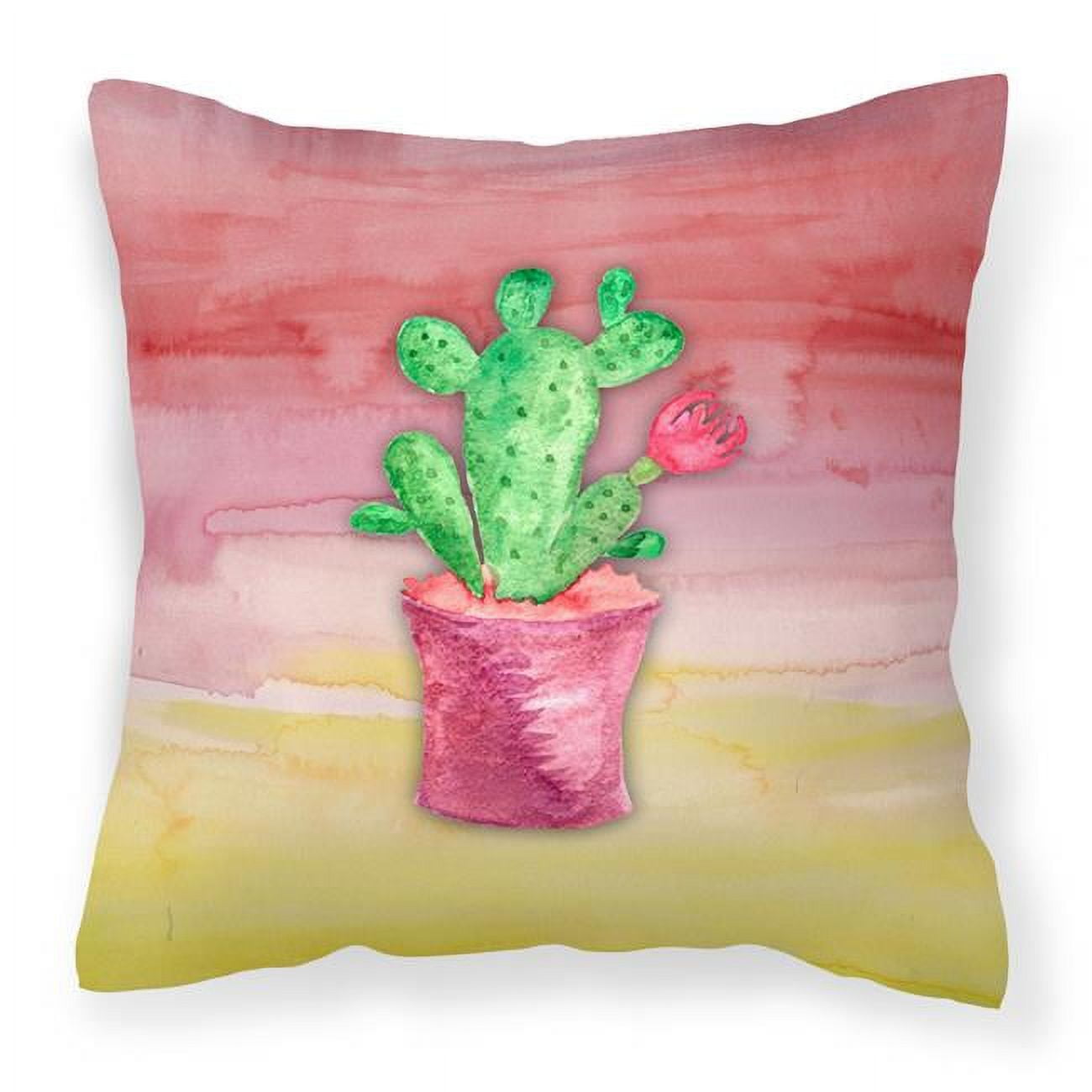 Flowering Cactus Watercolor Fabric Decorative Pillow