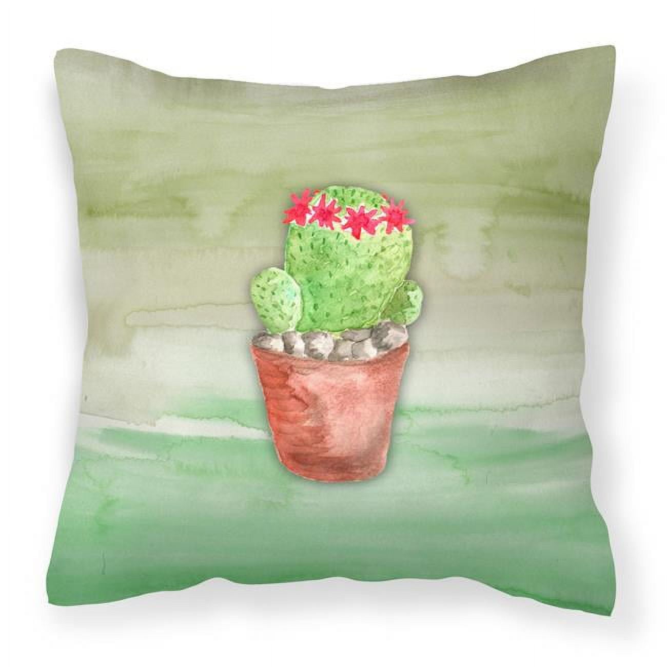 Cactus Green Watercolor Fabric Decorative Pillow