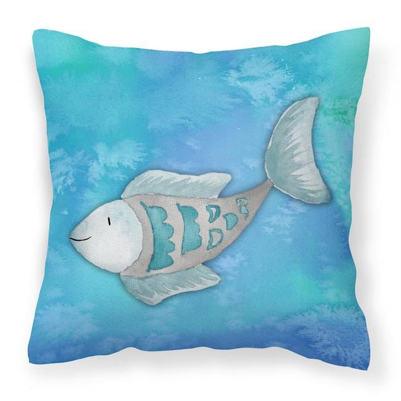 Blue Fish Watercolor Fabric Decorative Pillow