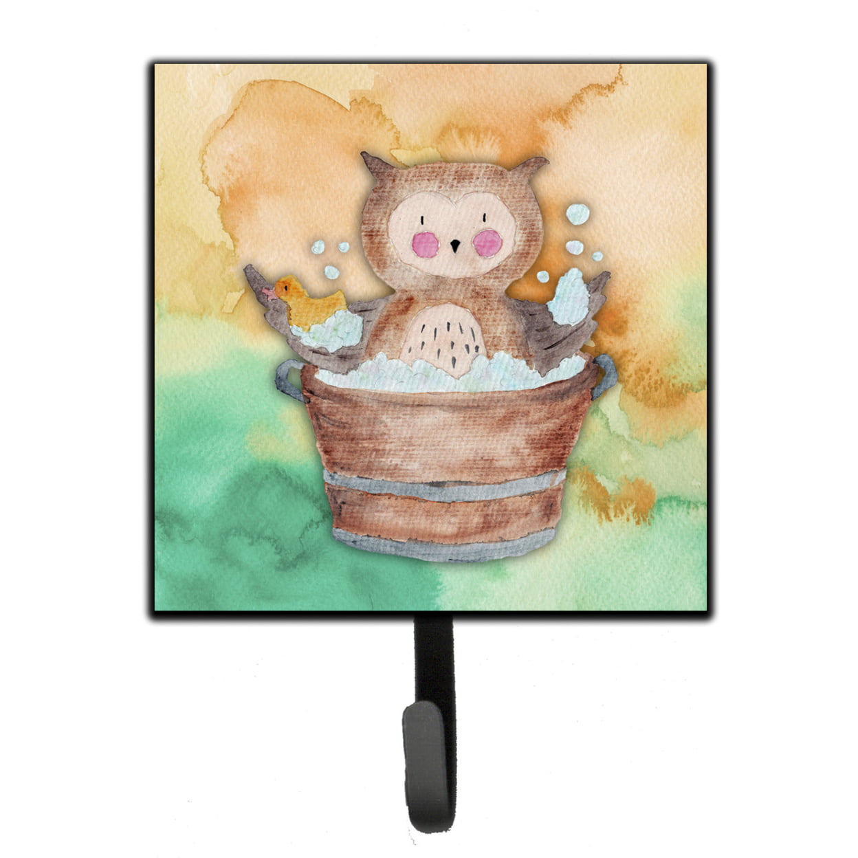 Owl Bathing Watercolor Leash or Key Holder